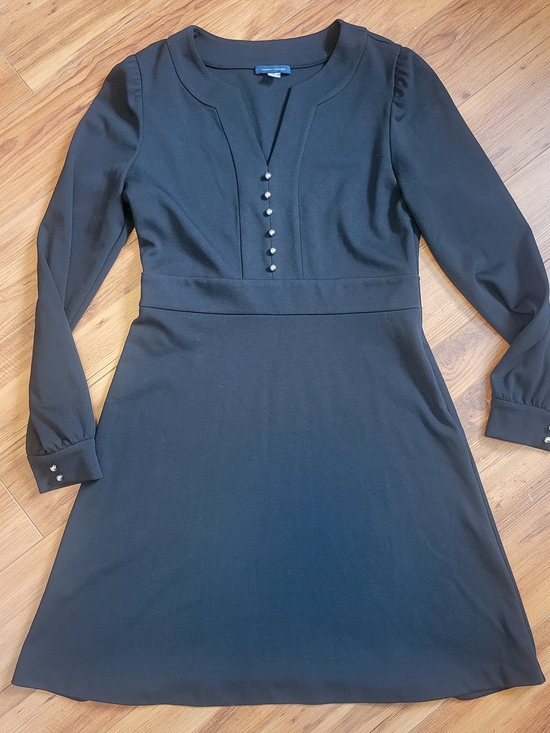 Tommy Hilfiger Dresses & Skirts - Tommy Hilfiger Black Long-Sleeve A-Line Dress with Gold Pearl Buttons